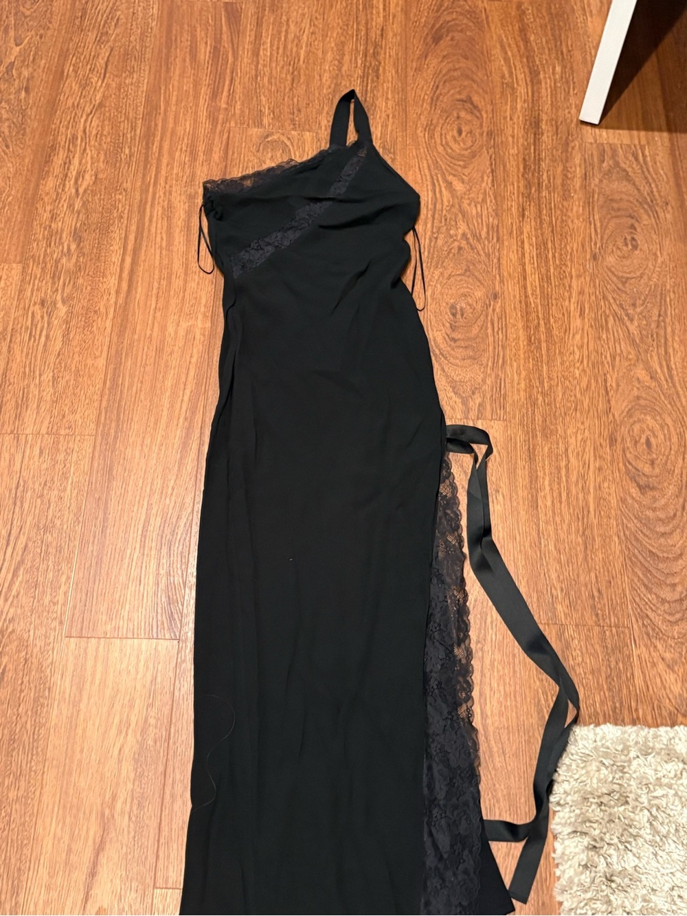 Reformation Black Lace-Trim Slip Dress - Women's Evening Dress